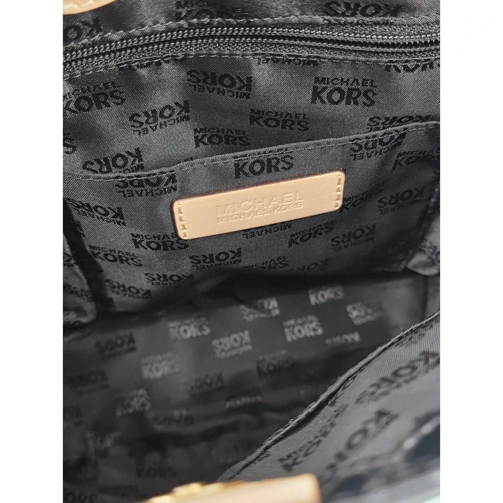 Michael Kors MK Black Patent Leather Tote Shoulder Bag Medium EUC!‎
